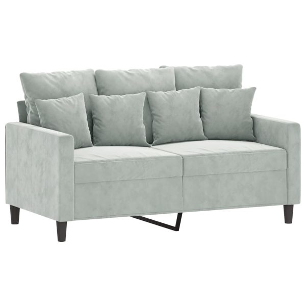 2 pcs conjunto de sofás com almofadões veludo cinzento-claro - Image 3