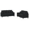 2 pcs conjunto de sofás com almofadões veludo preto - Image 2