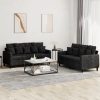 2 pcs conjunto de sofás com almofadões veludo preto