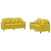 2 pcs conjunto de sofás com almofadões veludo amarelo - Image 2