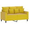 2 pcs conjunto de sofás com almofadões veludo amarelo - Image 3