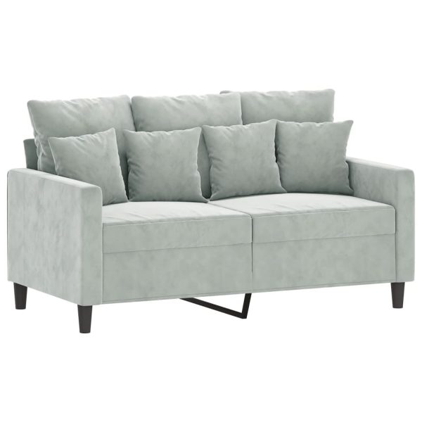 3 pcs conjunto de sofás com almofadões veludo cinzento-claro - Image 3