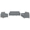 3 pcs conjunto de sofás com almofadões tecido cinzento-claro - Image 2