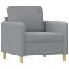 3 pcs conjunto de sofás com almofadões tecido cinzento-claro - Image 3
