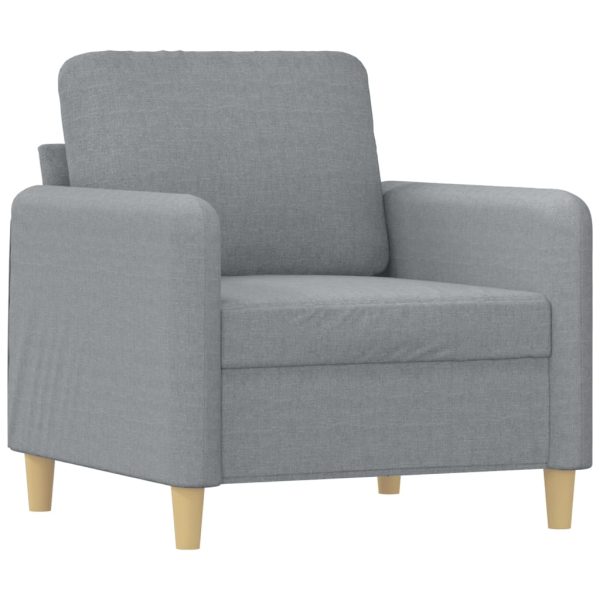 3 pcs conjunto de sofás com almofadões tecido cinzento-claro - Image 3