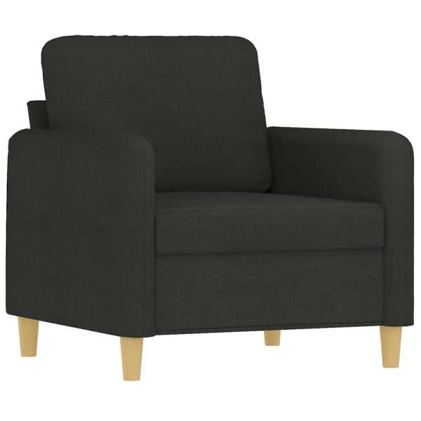 3 pcs conjunto de sofás com almofadões tecido preto - Image 3