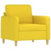 3 pcs conjunto de sofás com almofadões tecido amarelo-claro - Image 3