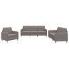 3 pcs conjunto de sofás com almofadões tecido cinza-acastanhado - Image 2