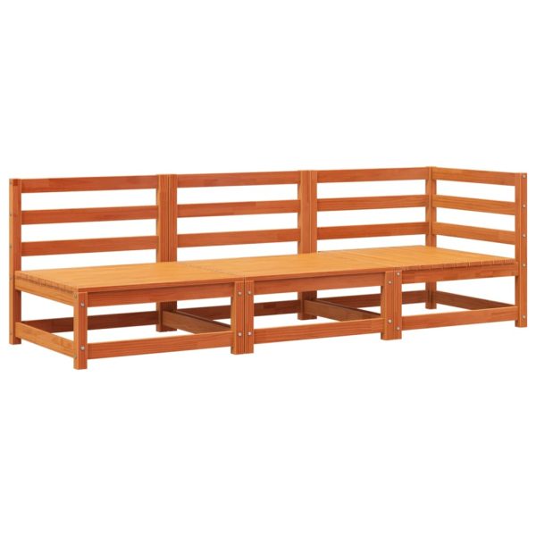 Sofá de 3 lugares para jardim pinho maciço castanho-mel - Image 2