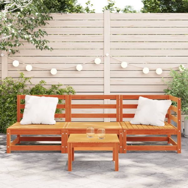 Sofá de 3 lugares para jardim pinho maciço castanho-mel - Image 3