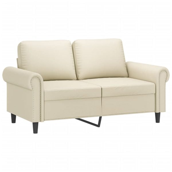 Sofá de 2 lugares 120 cm couro artificial cor creme - Image 2
