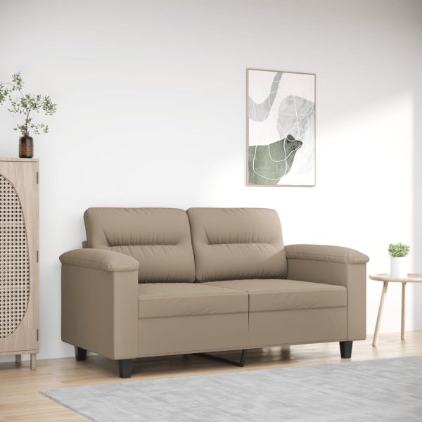 Sofá de 2 lugares 120 cm tecido de microfibra cinza-acastanhado