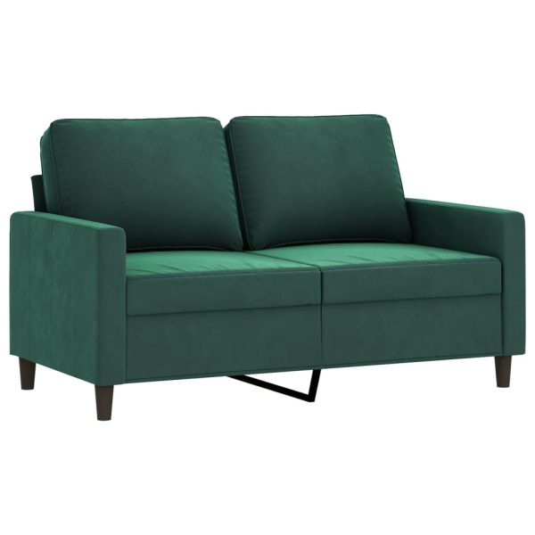 Sofá de 2 lugares 120 cm veludo verde-escuro - Image 2
