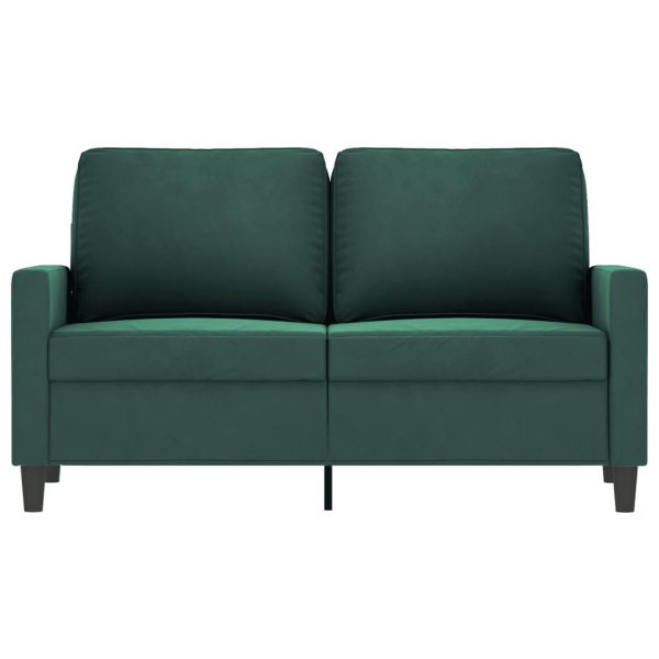 Sofá de 2 lugares 120 cm veludo verde-escuro - Image 3