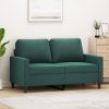 Sofá de 2 lugares 120 cm veludo verde-escuro