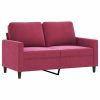 Sofá de 2 lugares veludo 120 cm vermelho tinto - Image 2