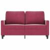Sofá de 2 lugares veludo 120 cm vermelho tinto - Image 3