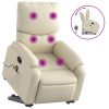 Poltrona reclinável de massagens couro artificial cor creme - Image 2
