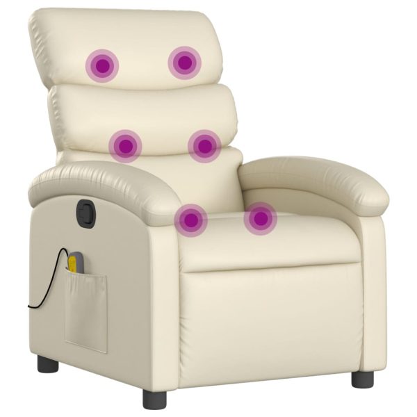Poltrona de massagens reclinável couro artificial cor creme - Image 2