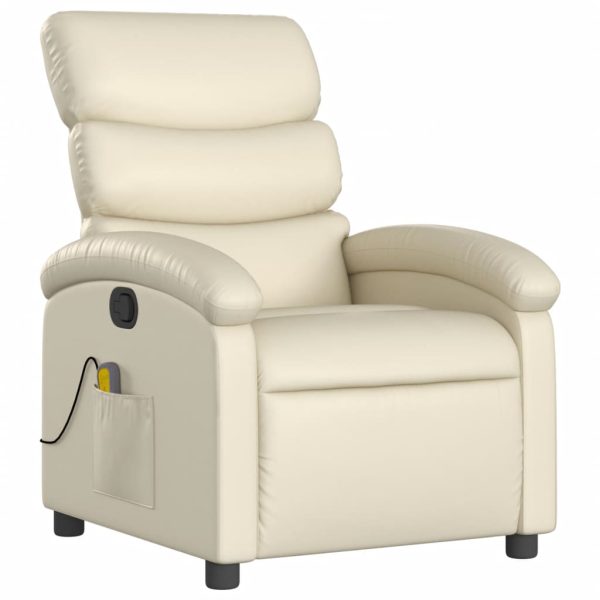Poltrona de massagens reclinável couro artificial cor creme - Image 3