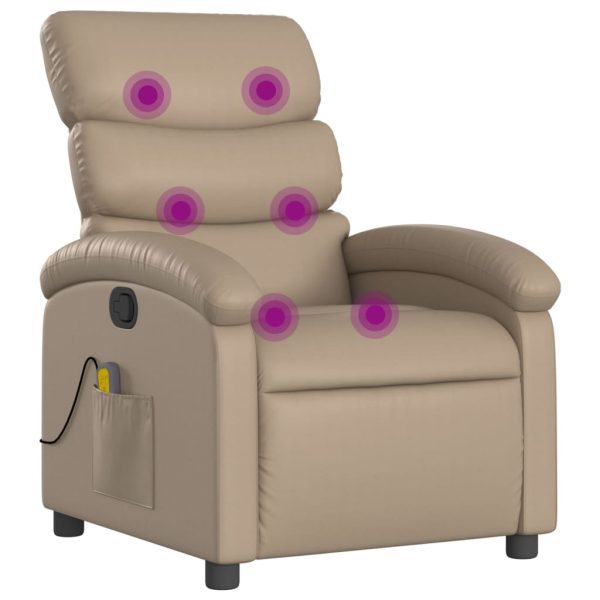 Poltrona de massagens reclinável couro artificial cappuccino - Image 2