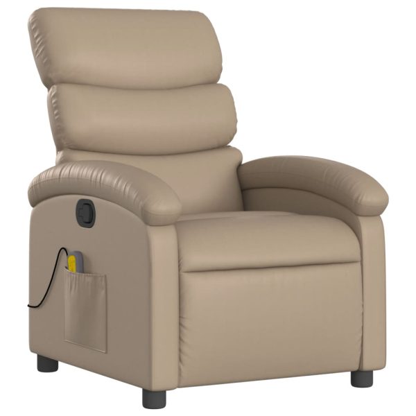 Poltrona de massagens reclinável couro artificial cappuccino - Image 3
