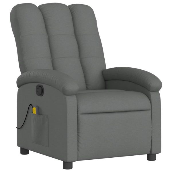 Poltrona de massagens reclinável tecido cinzento-escuro - Image 3