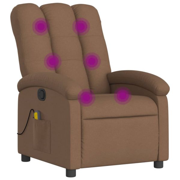 Poltrona de massagens reclinável tecido castanho - Image 2