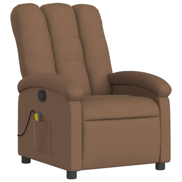 Poltrona de massagens reclinável tecido castanho - Image 3