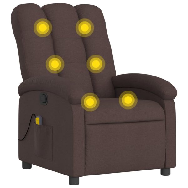 Poltrona de massagens reclinável tecido castanho-escuro - Image 2