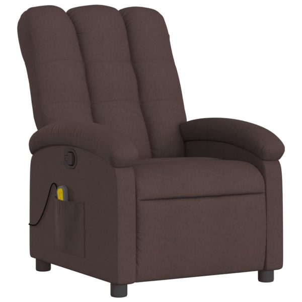 Poltrona de massagens reclinável tecido castanho-escuro - Image 3