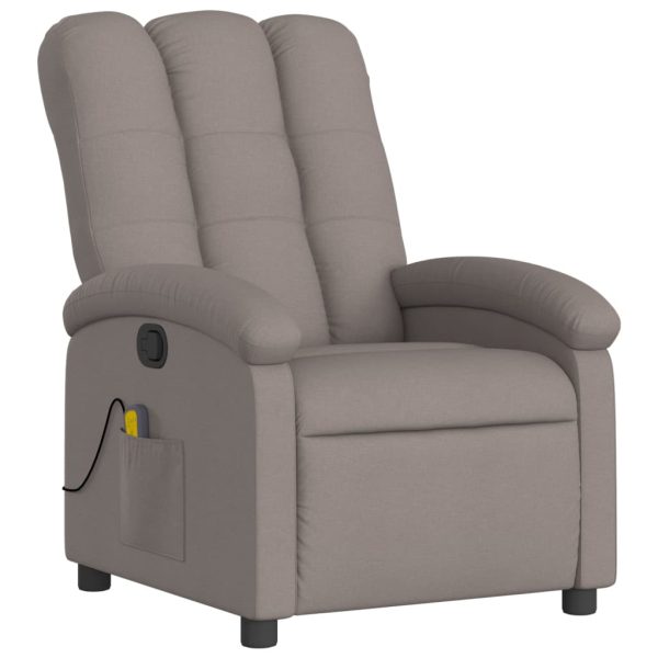 Poltrona de massagens reclinável tecido cinzento-acastanhado - Image 3