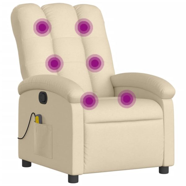 Poltrona de massagens reclinável tecido cor creme - Image 2
