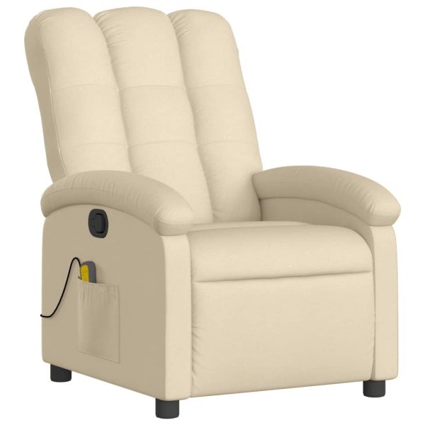 Poltrona de massagens reclinável tecido cor creme - Image 3
