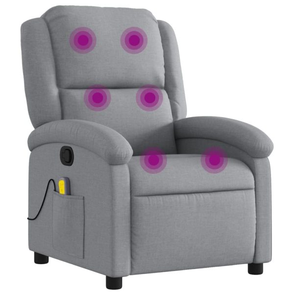 Poltrona de massagens reclinável tecido cinzento-claro - Image 2
