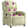 Poltrona de massagens reclinável couro genuíno cor creme - Image 2