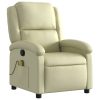 Poltrona de massagens reclinável couro genuíno cor creme - Image 3