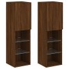 Móveis de TV c/ luzes LED 2 pcs 30,5x30x102cm carvalho castanho - Image 2