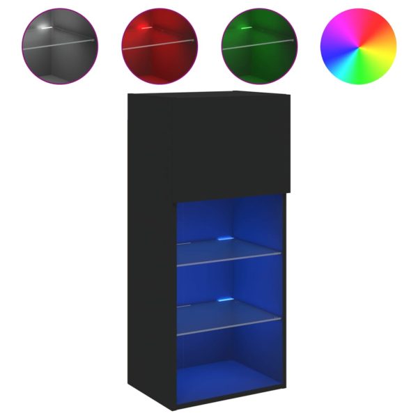Móvel de TV com luzes LED 40,5x30x90 cm preto - Image 2