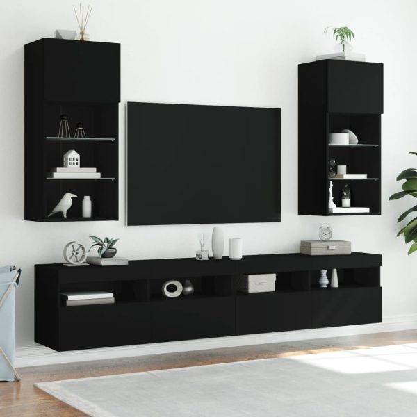 Móvel de TV com luzes LED 40,5x30x90 cm preto - Image 3