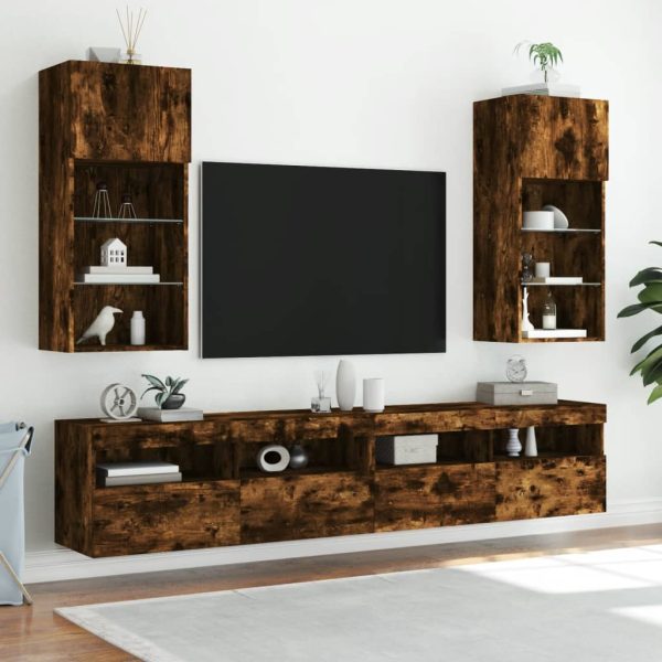Móvel de TV com luzes LED 40,5x30x90 cm carvalho fumado - Image 3