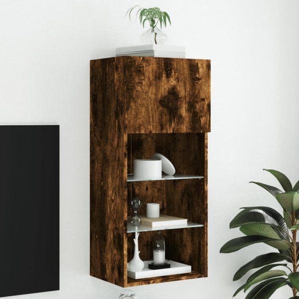 Móvel de TV com luzes LED 40,5x30x90 cm carvalho fumado