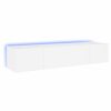 Móveis de parede p/ TV com luzes LED 2 pcs 80x35x31 cm branco - Image 2