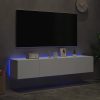 Móveis de parede p/ TV com luzes LED 2 pcs 80x35x31 cm branco - Image 3