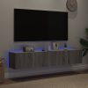 Móveis de parede para TV com luzes LED 2 pcs cinzento sonoma - Image 3