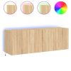 Móveis de parede para TV com luzes LED 2 pcs carvalho sonoma - Image 2