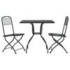 3 pcs conjunto de jantar para jardim rede de metal antracite - Image 2