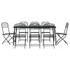 9 pcs conjunto de jantar para jardim rede de metal antracite - Image 2