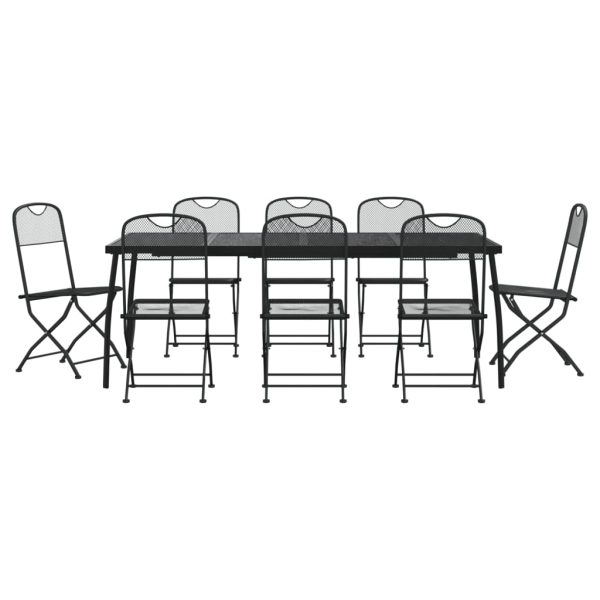 9 pcs conjunto de jantar para jardim rede de metal antracite - Image 2