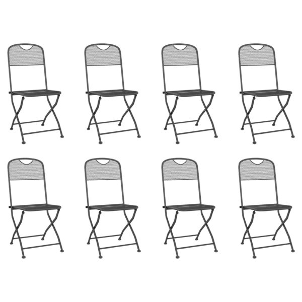 9 pcs conjunto de jantar para jardim rede de metal antracite - Image 3